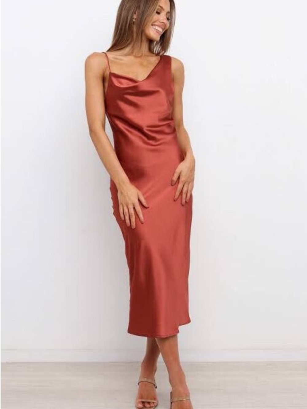 Petal & Pup Rust Slip Midi Dress